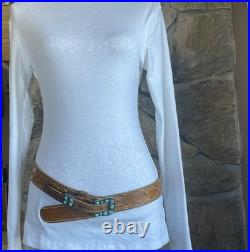 Navajo Sterling Silver Turquoise Heirloom Ranger Buckle Set With Belt Native VTG