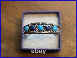 Navajo Sterling Silver Turquoise & Lapis Cuff by Richard Begay 29 Grams
