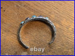 Navajo Sterling Silver Turquoise & Lapis Cuff by Richard Begay 29 Grams