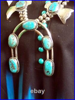 Navajo Sterling Silver & Turquoise Necklace Classic Old Pawn Spectacular