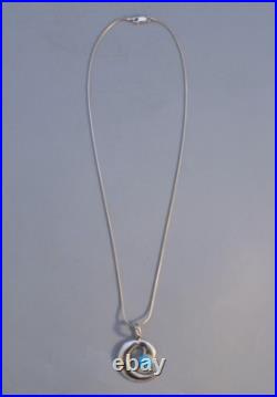 Navajo Sterling Silver Turquoise Pendant Spiral Design 18 Sterling Chain