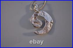 Navajo Sterling Silver Turquoise Pendant Spiral Design 18 Sterling Chain