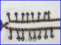 Navajo Sterling Silver Turquoise Petite Squash Blossom Necklace 23