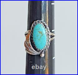 Navajo Sterling Silver Turquoise Ring Size 6.25 Oval 14×7mm 2.8g
