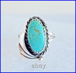 Navajo Sterling Silver Turquoise Ring Size 6.25 Oval 14×7mm 2.8g Navajo Sterling Silver Turquoise Ring Size 6.25 Oval 14×7mm 2.8g