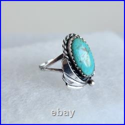 Navajo Sterling Silver Turquoise Ring Size 6.25 Oval 14×7mm 2.8g