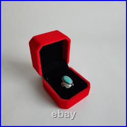Navajo Sterling Silver Turquoise Ring Size 6.25 Oval 14×7mm 2.8g