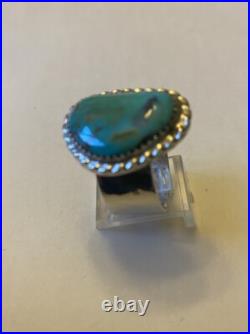 Navajo Sterling Silver Turquoise Ring Size 9 1/2-10