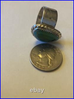 Navajo Sterling Silver Turquoise Ring Size 9 1/2-10