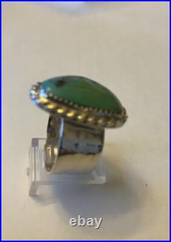 Navajo Sterling Silver Turquoise Ring Size 9 1/2-10