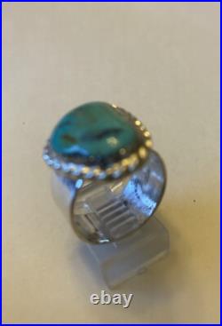 Navajo Sterling Silver Turquoise Ring Size 9 1/2-10