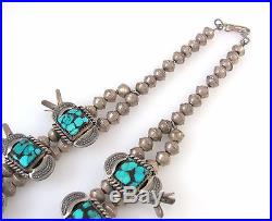 Navajo Sterling Silver Turquoise Squash Blossom Necklace Bracelet Earrings RS