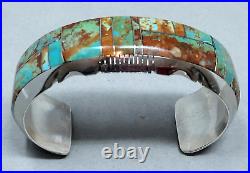 Navajo Sterling Silver and Turquoise Channel Inlay Bracelet Cuff
