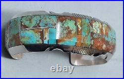 Navajo Sterling Silver and Turquoise Channel Inlay Bracelet Cuff