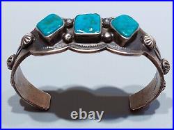 Navajo Sterling Silver and Turquoise Cuff Bracelet 3 stones