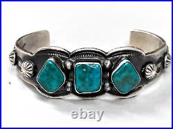 Navajo Sterling Silver and Turquoise Cuff Bracelet 3 stones