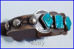 Navajo Sterling Silver and Turquoise Cuff Bracelet 3 stones