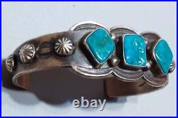 Navajo Sterling Silver and Turquoise Cuff Bracelet 3 stones