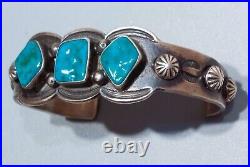 Navajo Sterling Silver and Turquoise Cuff Bracelet 3 stones