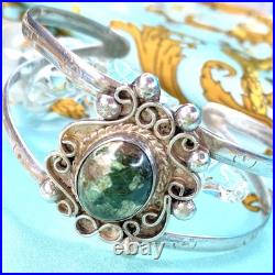 Navajo Sterling Turquoise Cuff Bracelet Signed Filigree Silver Unique Handmade Navajo Sterling Turquoise Cuff Bracelet Signed Filigree Silver Unique Handmade