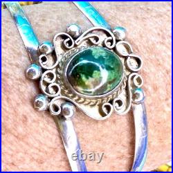 Navajo Sterling Turquoise Cuff Bracelet Signed Filigree Silver Unique Handmade Navajo Sterling Turquoise Cuff Bracelet Signed Filigree Silver Unique Handmade