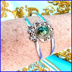 Navajo Sterling Turquoise Cuff Bracelet Signed Filigree Silver Unique Handmade Navajo Sterling Turquoise Cuff Bracelet Signed Filigree Silver Unique Handmade
