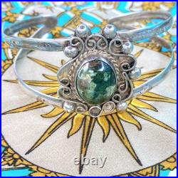 Navajo Sterling Turquoise Cuff Bracelet Signed Filigree Silver Unique Handmade Navajo Sterling Turquoise Cuff Bracelet Signed Filigree Silver Unique Handmade