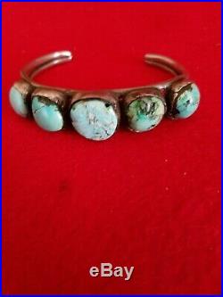 Navajo Sterling Turquoise Native American Dead Pawn Cuff Bracelet Vintage Silver