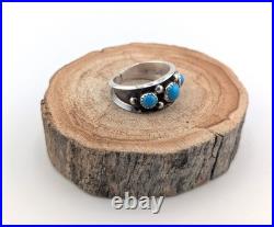 Navajo Turquoise 3-Stone Band Ring Sterling Silver Southwest Jewelry Sz 9.25US Navajo Turquoise 3-Stone Band Ring Sterling Silver Southwest Jewelry Sz 9.25US