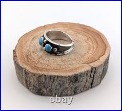 Navajo Turquoise 3-Stone Band Ring Sterling Silver Southwest Jewelry Sz 9.25US Navajo Turquoise 3-Stone Band Ring Sterling Silver Southwest Jewelry Sz 9.25US
