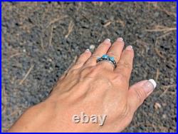 Navajo Turquoise 3-Stone Band Ring Sterling Silver Southwest Jewelry Sz 9.25US Navajo Turquoise 3-Stone Band Ring Sterling Silver Southwest Jewelry Sz 9.25US