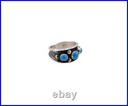 Navajo Turquoise 3-Stone Band Ring Sterling Silver Southwest Jewelry Sz 9.25US Navajo Turquoise 3-Stone Band Ring Sterling Silver Southwest Jewelry Sz 9.25US