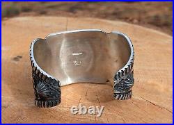 Navajo Turquoise Bracelet Heavy Sterling Silver New Lander Elvira Bill Sz 7.25in