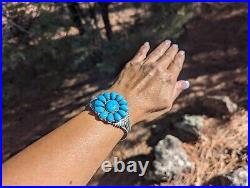 Navajo Turquoise Bracelet Signed RB Sterling Silver Jewelry Women's Size 6