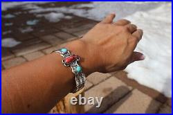 Navajo Turquoise Bracelet Signed Sterling Silver Jewelry Women's size 6.5