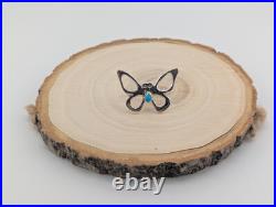 Navajo Turquoise Butterfly Ring Sterling Silver Handmade Native American Jewelry