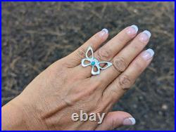 Navajo Turquoise Butterfly Ring Sterling Silver Handmade Native American Jewelry