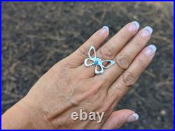Navajo Turquoise Butterfly Ring Sterling Silver Handmade Native American Jewelry