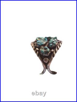 Navajo Turquoise Cluster Cuff Bracelet Sterling Silver Signed Max Largo Native