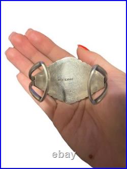 Navajo Turquoise Cluster Cuff Bracelet Sterling Silver Signed Max Largo Native