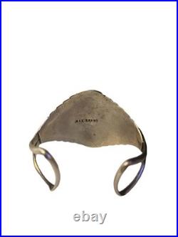 Navajo Turquoise Cluster Cuff Bracelet Sterling Silver Signed Max Largo Native