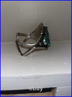 Navajo Turquoise Cluster Cuff Bracelet Sterling Silver Signed Max Largo Native