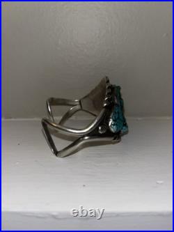 Navajo Turquoise Cluster Cuff Bracelet Sterling Silver Signed Max Largo Native