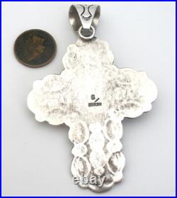 Navajo Turquoise Cross Pendant by Dean Sandoval Jr Sterling Silver