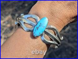 Navajo Turquoise Cuff Bracelet Sterling Silver Native NA Jewelry Tufa Cast 8in Navajo Turquoise Cuff Bracelet Sterling Silver Native NA Jewelry Tufa Cast 8in