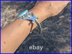 Navajo Turquoise Cuff Bracelet Sterling Silver Native NA Jewelry Tufa Cast 8in Navajo Turquoise Cuff Bracelet Sterling Silver Native NA Jewelry Tufa Cast 8in