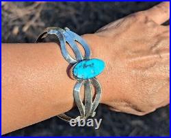 Navajo Turquoise Cuff Bracelet Sterling Silver Native NA Jewelry Tufa Cast 8in Navajo Turquoise Cuff Bracelet Sterling Silver Native NA Jewelry Tufa Cast 8in