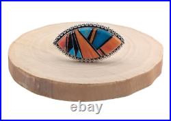 Navajo Turquoise Ring Mosaic Signed Douglas Native American Jewelry NA Size 9.5