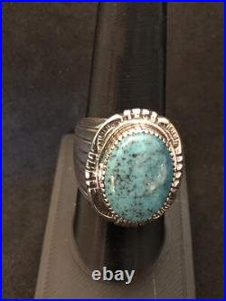 Navajo Turquoise Ring Sterling Silver sizes 9.75 TByrd AJoe R0150 Navajo Turquoise Ring Sterling Silver sizes 9.75 TByrd AJoe R0150
