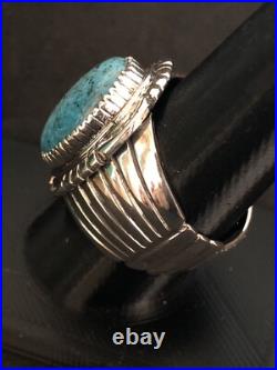 Navajo Turquoise Ring Sterling Silver sizes 9.75 TByrd AJoe R0150 Navajo Turquoise Ring Sterling Silver sizes 9.75 TByrd AJoe R0150